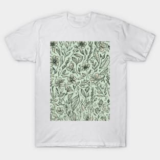 Floral Pattern Hand Drawn Sketch: Freehand Blossom Sketches T-Shirt